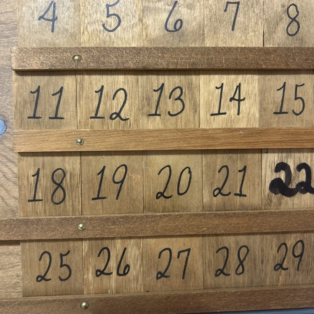 Vintage homemade wooden calendar interchangeable entres for each month Hearts